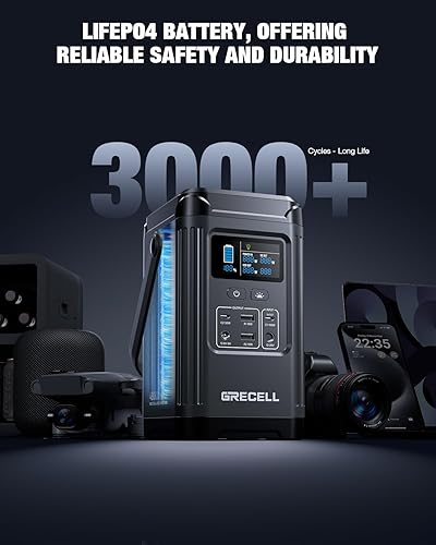 Miniatura 2 de Estación de energía portátil de 240 W, generador solar de 153.6 Wh, batería GRECELL LiFePO4 de doble vía 100 W PD, banco de energía portátil con