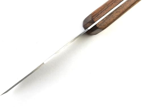Miniatura 3 de Cuchillo de marcado biselado doble, hoja de acero inoxidable, mango de palisandro, hendiduras para dedos (hoja de 0.030 pulgadas de grosor)