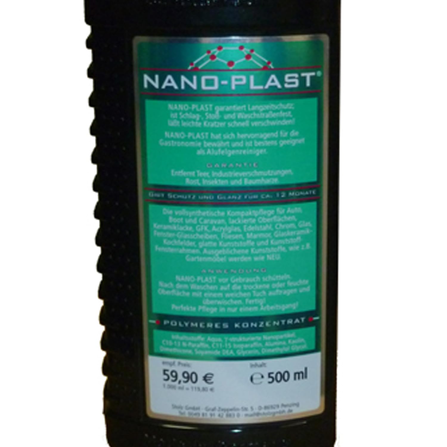 Nano-Plast Autopolitur inkl. Mikrofaser Poliertuch Langzeitschutz Hochglanzversiegelung für die Lackpflege - 500 ml (12-tlg.)