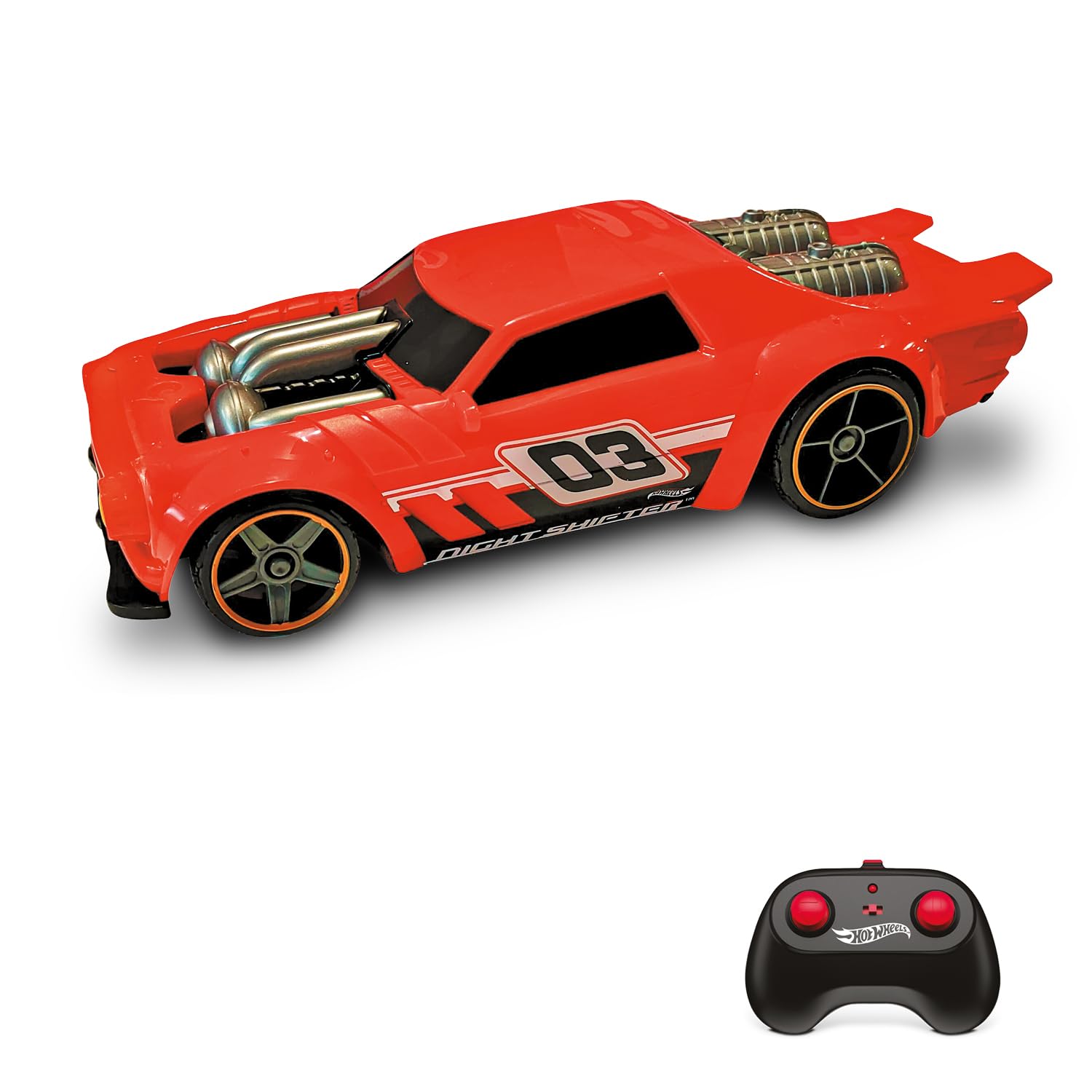 Mondo Motors Hot Wheels Night Shifter, Modelo a Escala 1:16, con baterías Recargables, hasta 8 Km/h de Velocidad, Coche de Juguete para niños 63851, Color Rojo