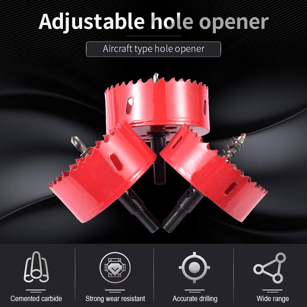 KATUR Broca para sierra de orificio bimetálica de 75-120 mm, juego de abridor de cortador de orificios HSS M42 con eje para metal, madera, plástico, madera contrachapada, tubería, tablero de fibra