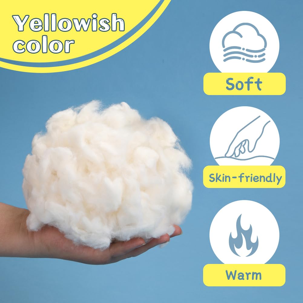 Relleno de algodón, relleno de algodón natural de 24.69 onzas, relleno de almohada suave, algodón peinado para animales de peluche, relleno de ganchillo premium para cojines de peluche,