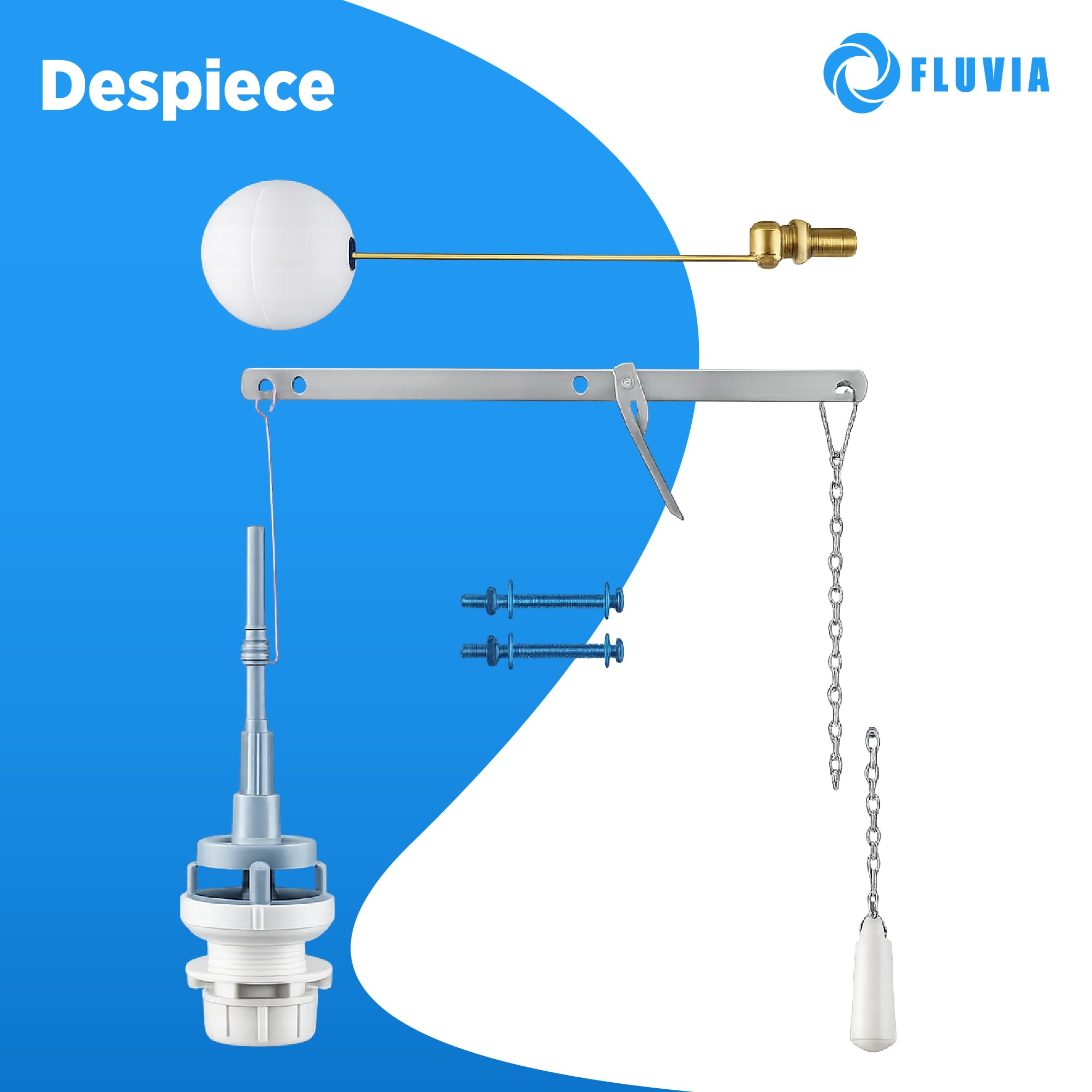 Mecanismo Completo para Cisterna Alta con Grifo Lateral y Descargador | Kit Universal Cisterna WC | Sistema de Llenado y Descarga en Plástico – Fluvia