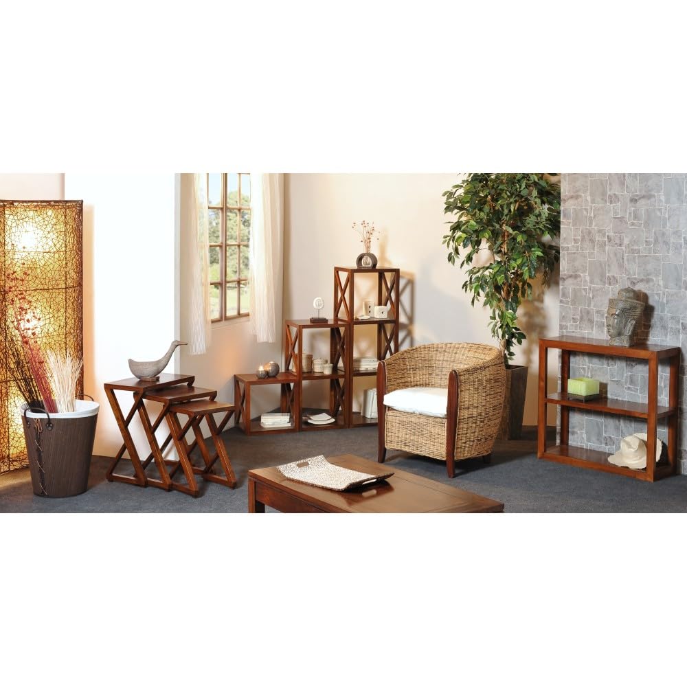 Lauren - Étagère Marron 2 Cases 40 cm croisillons Bois Mindi