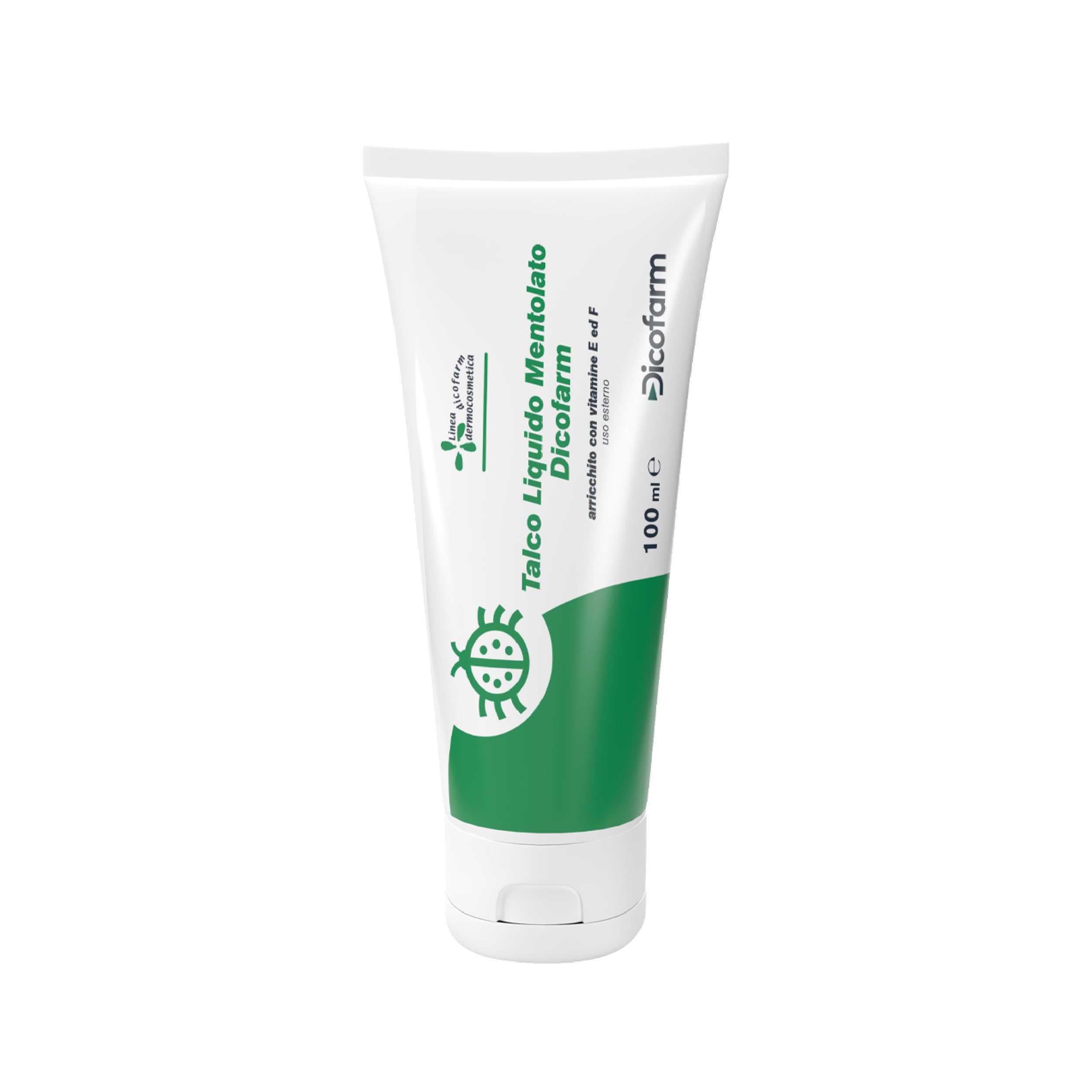 Talco Liquido Mentolato Dicofarm 100 ml | Lenitivo e Rinfrescante con Mentolo | Sollievo da Prurito e Sudamina | Con Vitamina E e F | Pelle Sensibile e Bambini