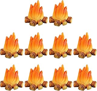 Kichvoe 1.1 * 0.8Inch Miniature Campfire Model Mini Simulation Firewood Log Ornament Fake Bonfire Decoration Pretend for DIY Sand Table Scenery-10PCS