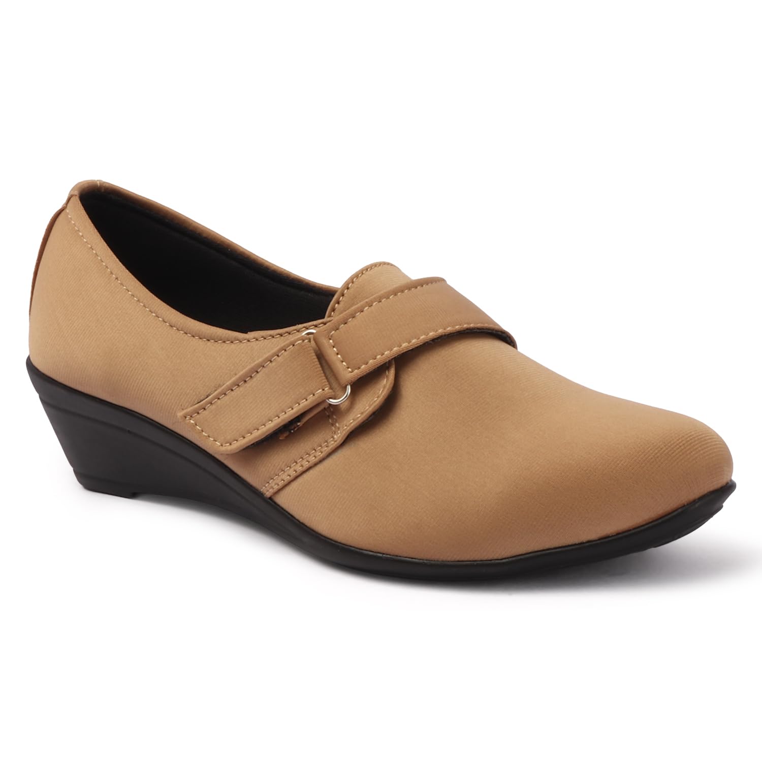 Women’s Black Comfort Wedge Loafer Shoes | Slip On Office Wear Formal Shoes for Women | Soft Cushioned Low Heel Work Footwear