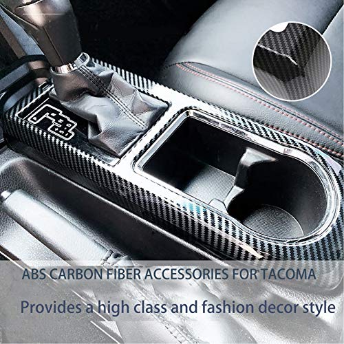Tocatus Center Console Gear Shift Panel Cover Trim for 2016-2022 Toyota Tacoma Accessories, ABS Carbon Fiber 1PC