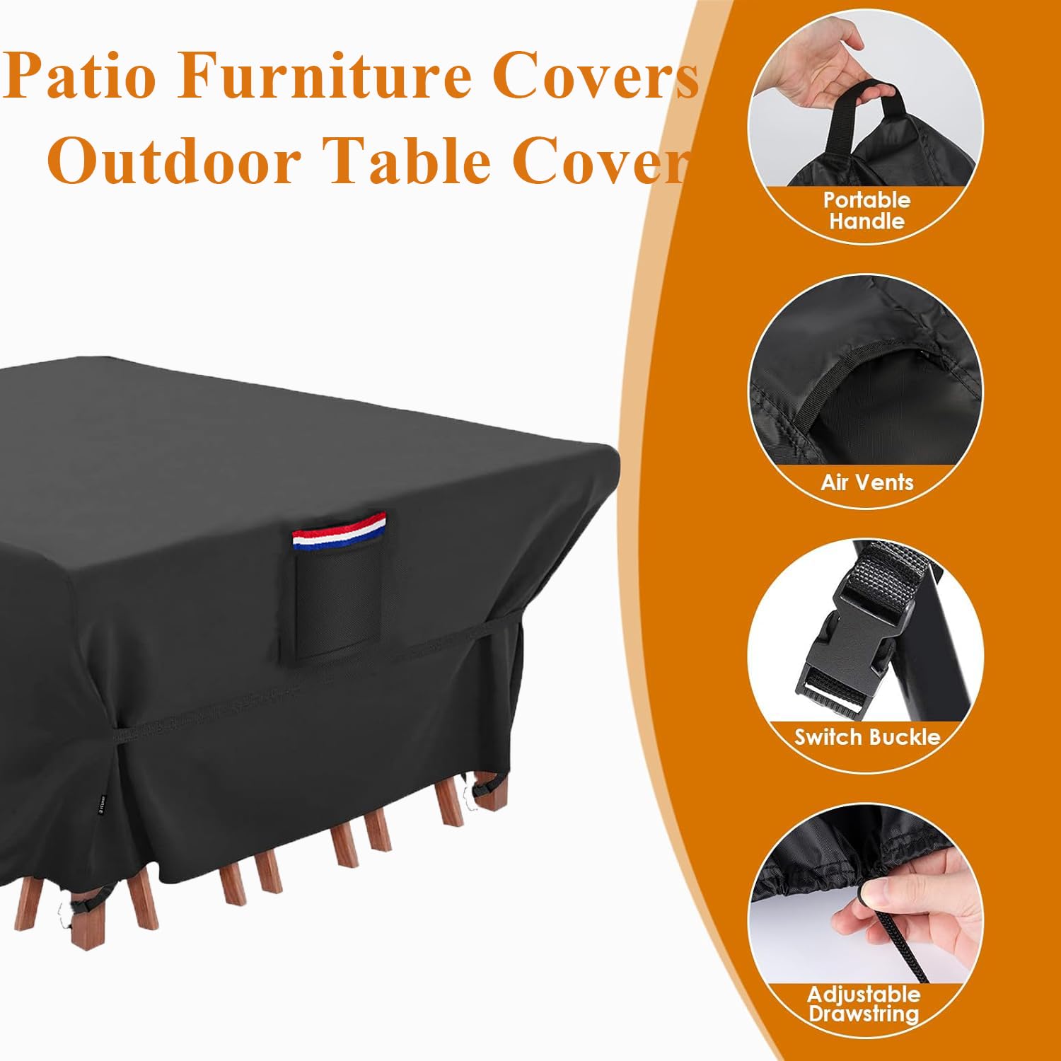 Youlvy Patio Furniture Cover Square 86 Inch - 600D Outdoor Table Cover Waterproof & Heavy Duty, Large Lawn Outdoor Dining Table and Chairs Set General Purpose Furniture Cover - 86 x 86 x 28 Inch