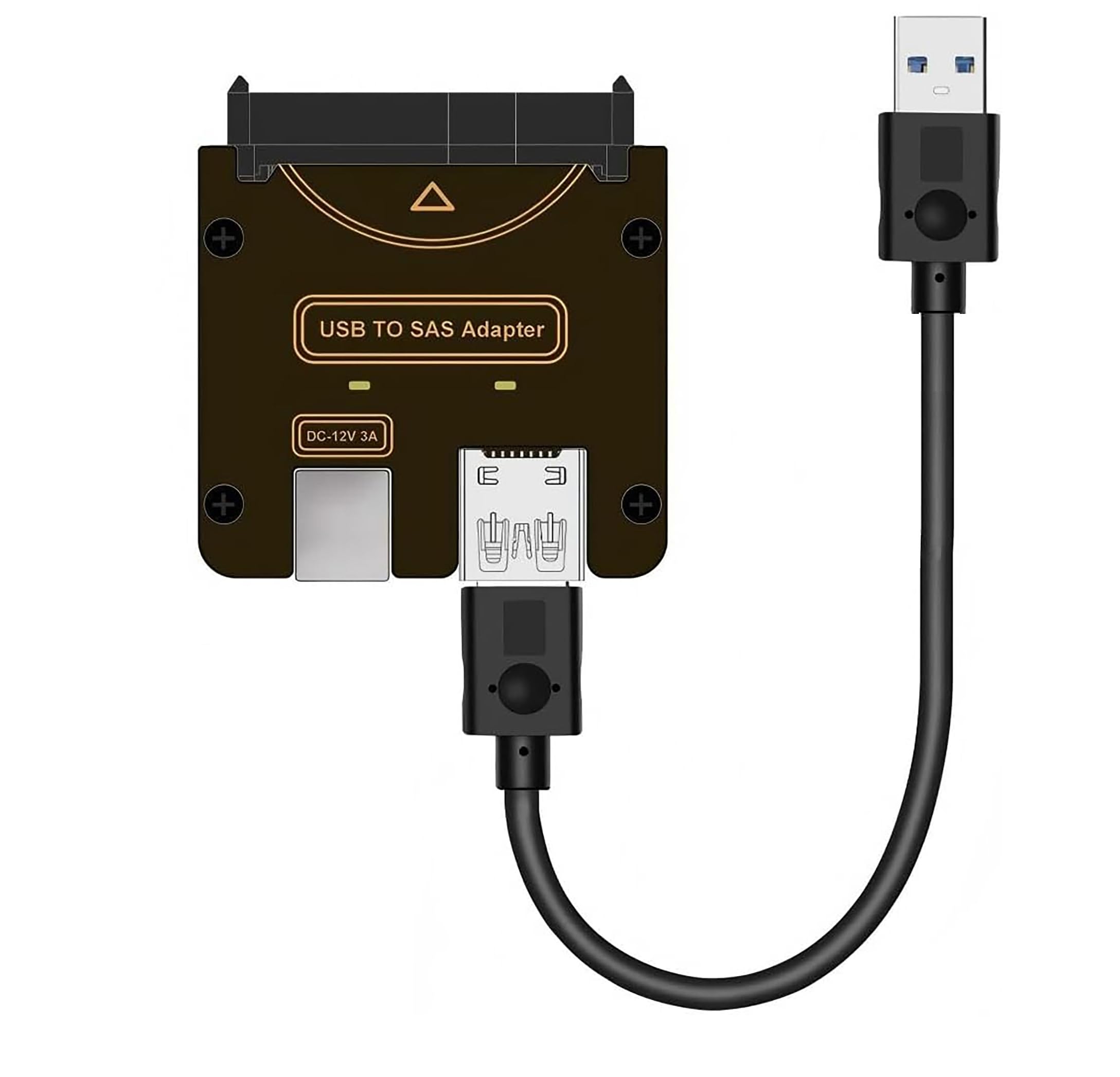 Sintech Tarjeta adaptadora SAS a USB 3.0, USB 3.0 tipo A, SAS SATA, lector de carcasa de disco duro para HDD SSD de 2.5 y 3.5 pulgadas