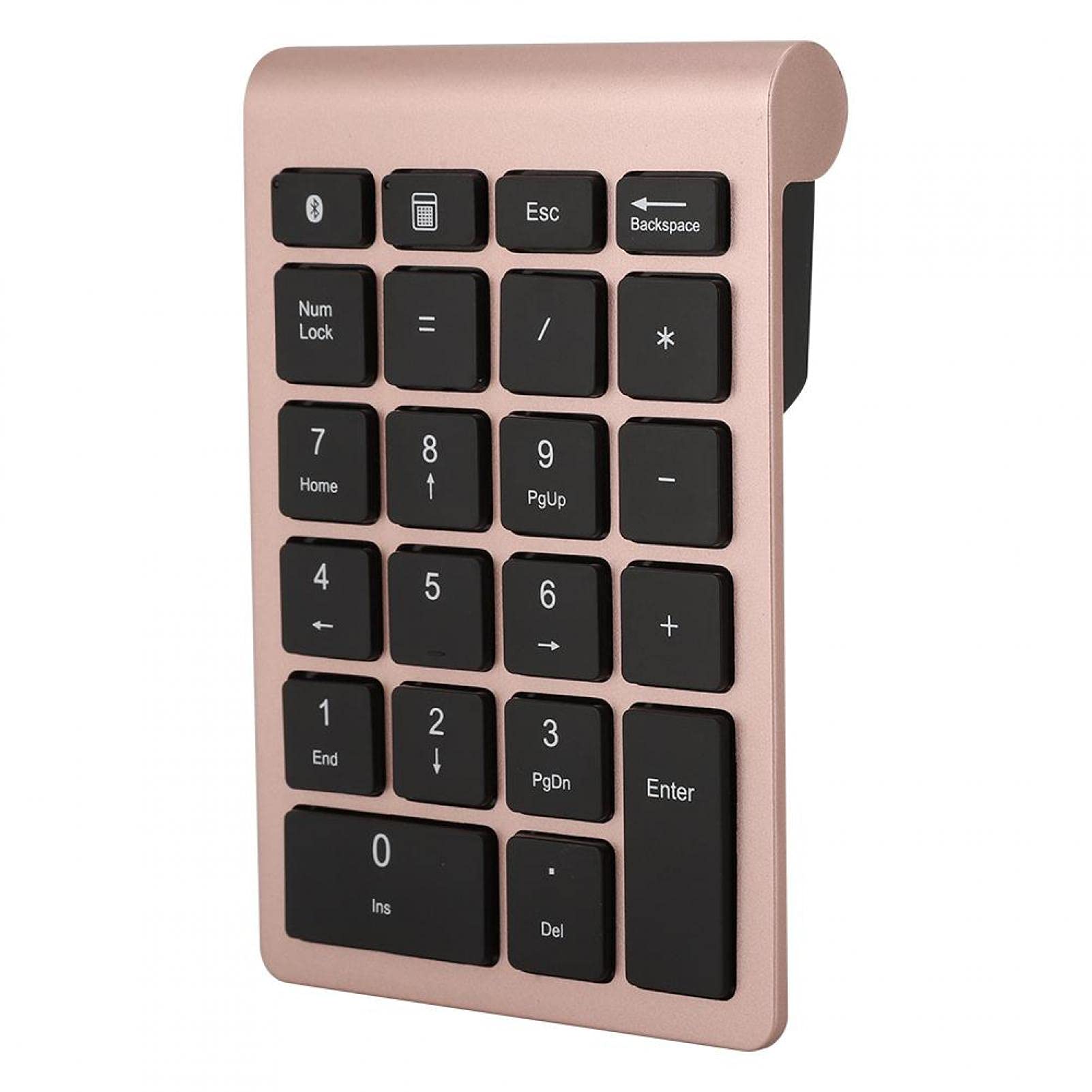Goshyda Pavé Numérique 22 Touches, Mini Clavier sans Fil Bluetooth, Mini Pavé Numérique Portable de Comptabilité Financière, pour Ordinateur de Bureau, PC(Or Rose)