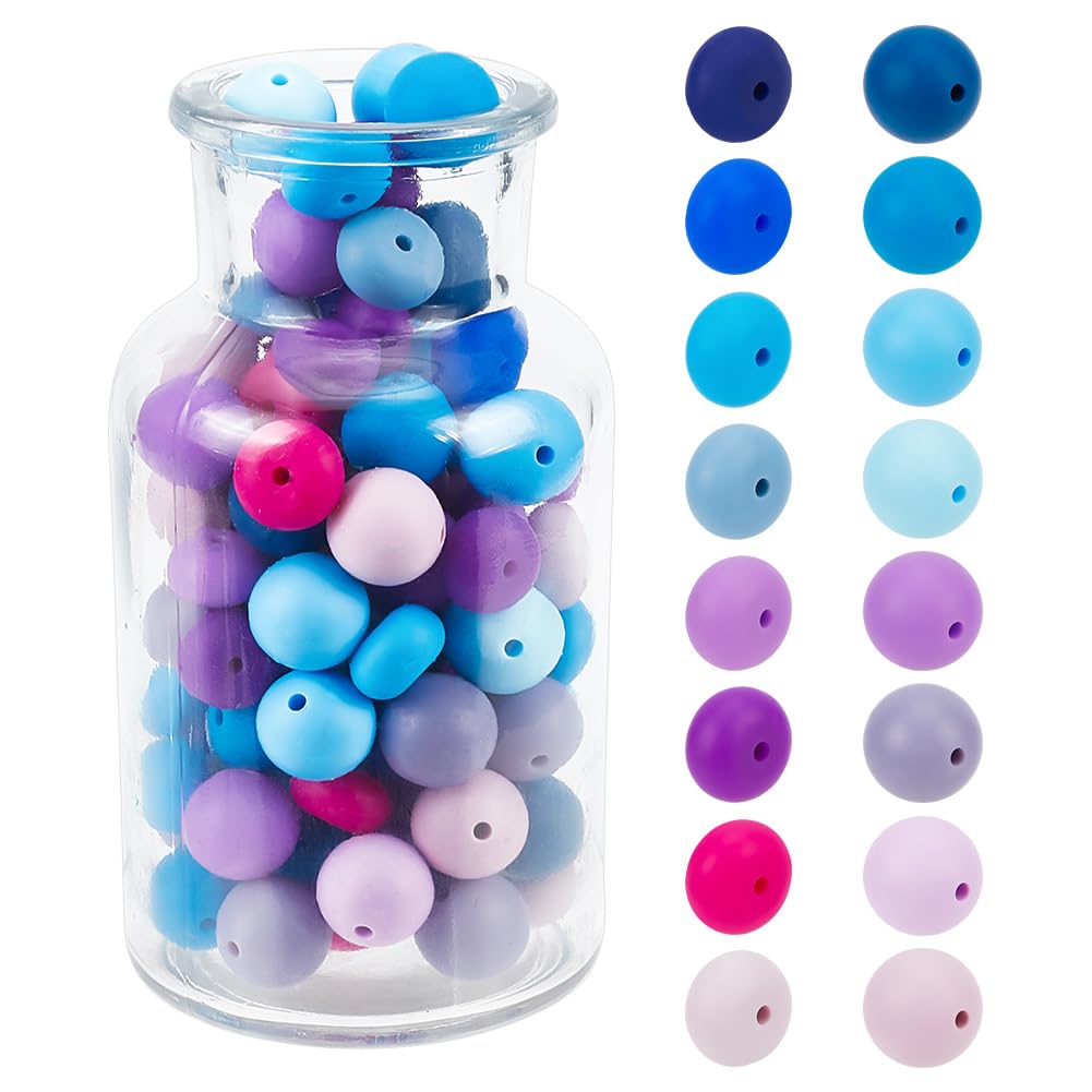 GOMAKERER 112 Pcs Silicone Beads, Multi Styles Round Rubber Beads Rondelle Beads Bulk for Necklace Bracelet Keychain Jewelry Making Accessories
