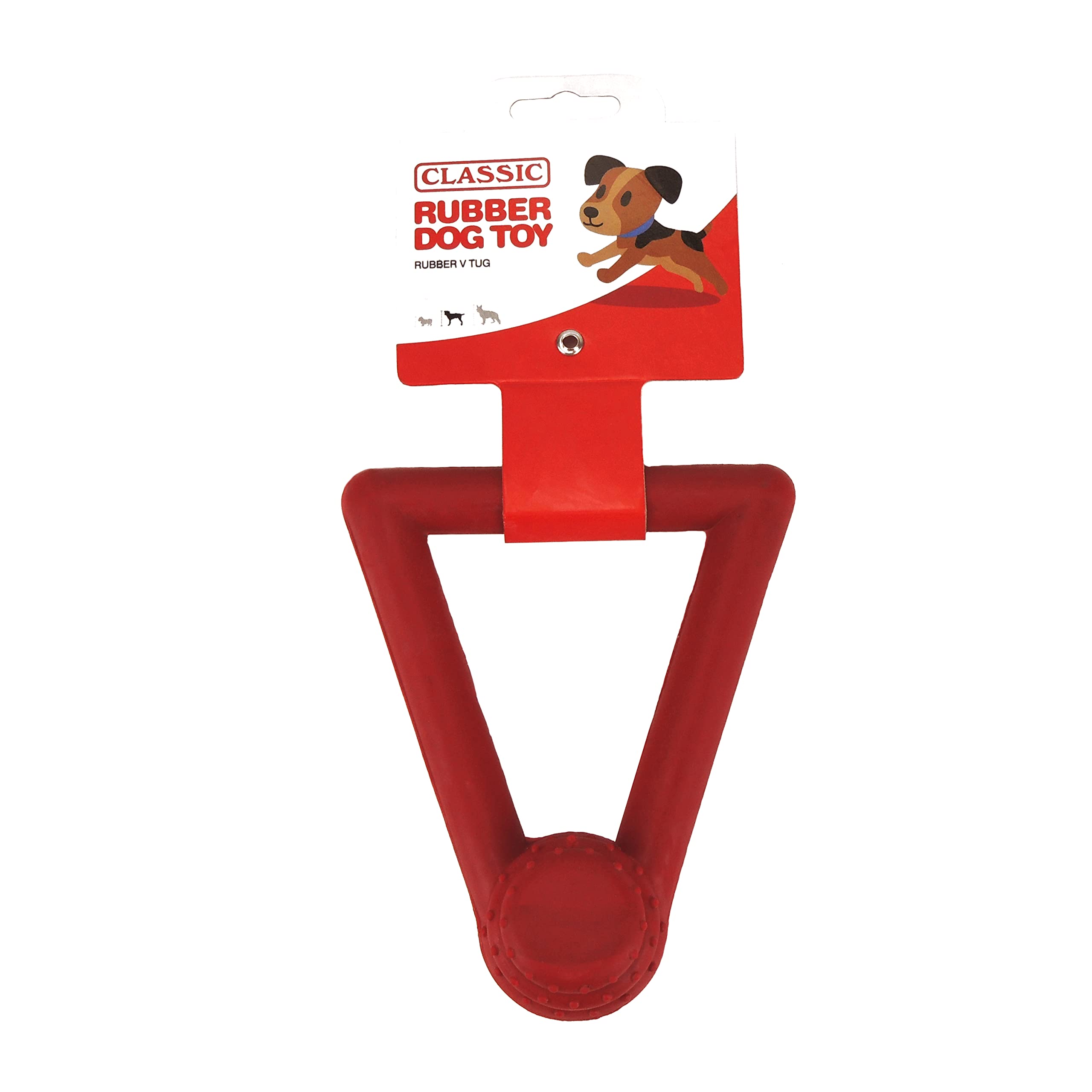 CLASSIC "V Tug Rubber Dog Toy - 150mm - Red