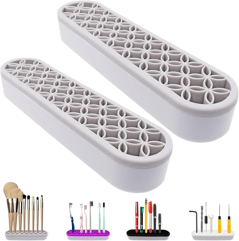 Suporte organizador cinza de silicone para pincéis e ferramentas, GDFYMI, pacote com 2