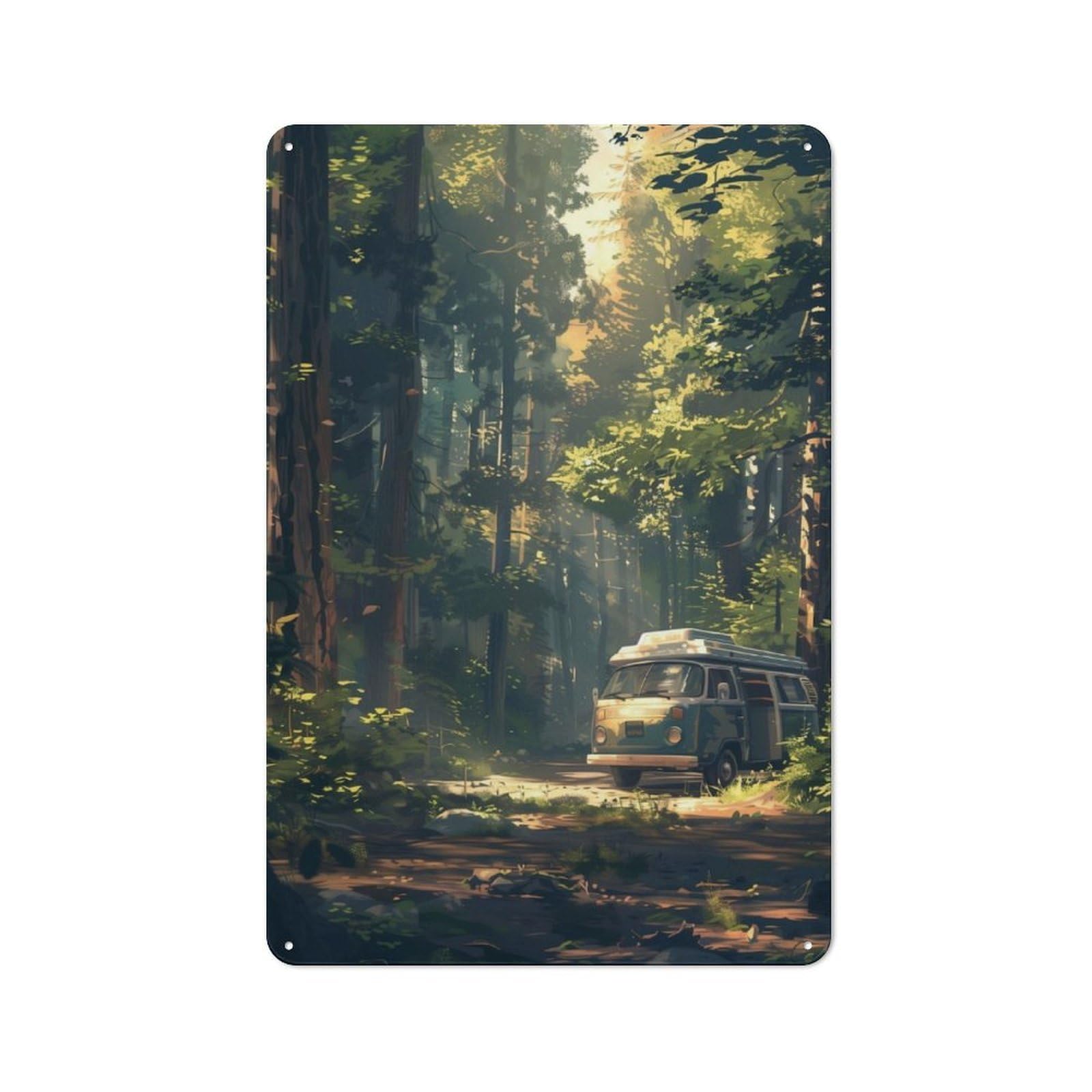Junmoney Forest Harmony Metal Sign 30X20cm With For Home Bar Wall, Rustic Decor, For Collectors Decorating Home Bars And Entertaining Spaces