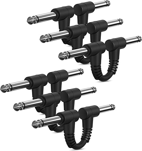 Donner Cable de interconexión de guitarra de 3 pulgadas, cables de pedal de efecto de guitarra, color negro, paquete de 6