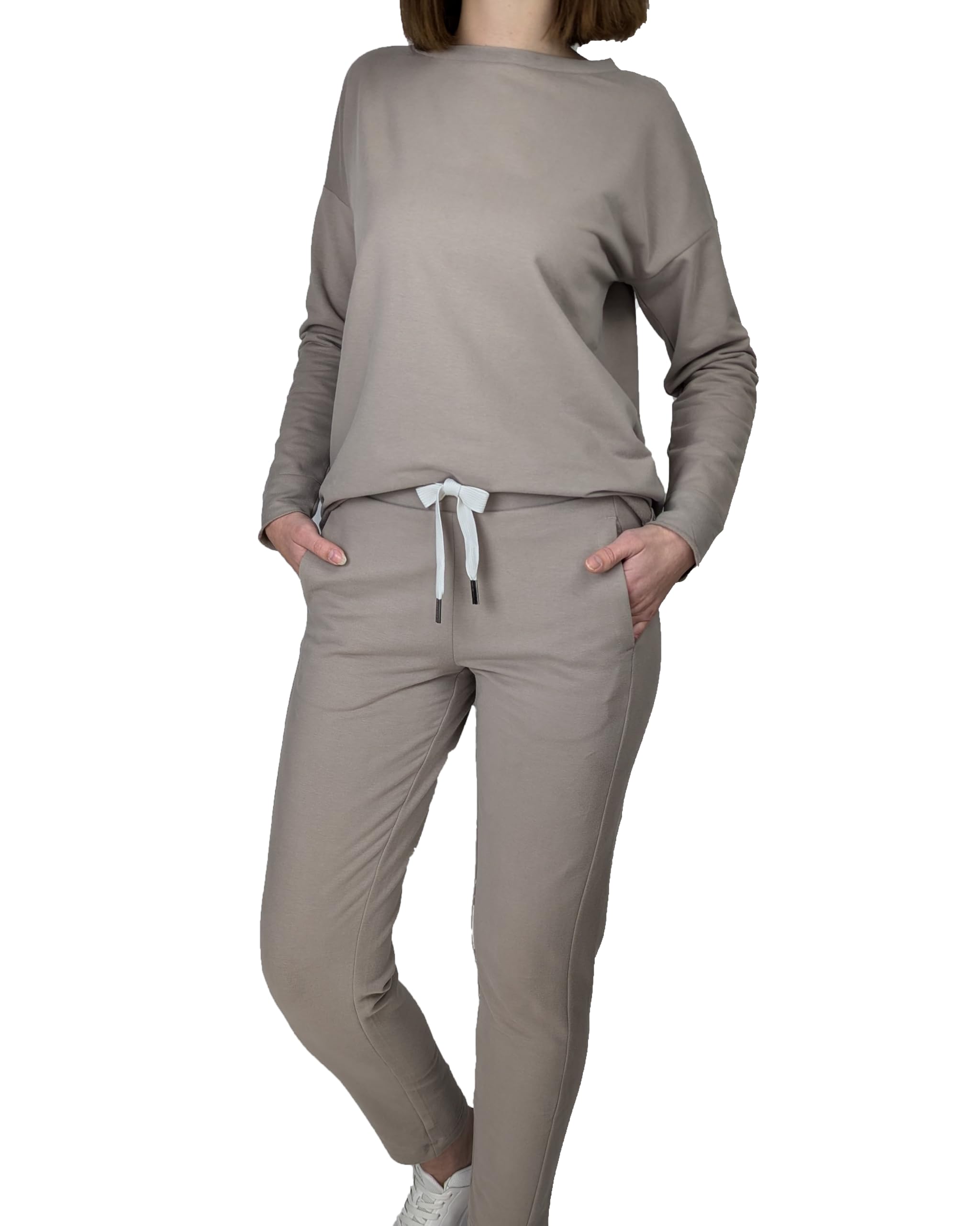 Elbsand Briane Damen Jogginganzug - 2-teiliges Set aus Pflegeleichter Baumwolle, Inkl. Jogginghose & Sweater, Lockere Passform, Ideal für Freizeit, leichtem Sport und Homewear