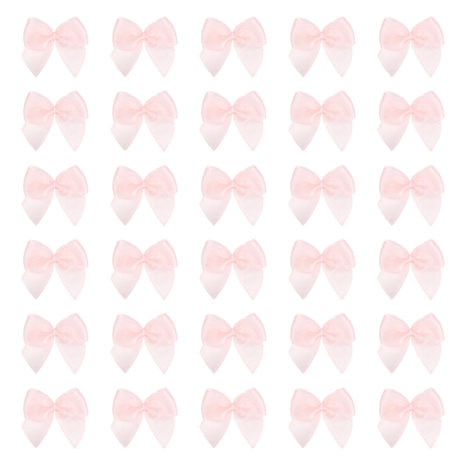 sourcing map 120 Pcs Mini Ribbon Bow 1" Mini Fabric Satin Ribbon Flower Bows for Craft DIY Sewing Wedding Birthday Party, Light Pink