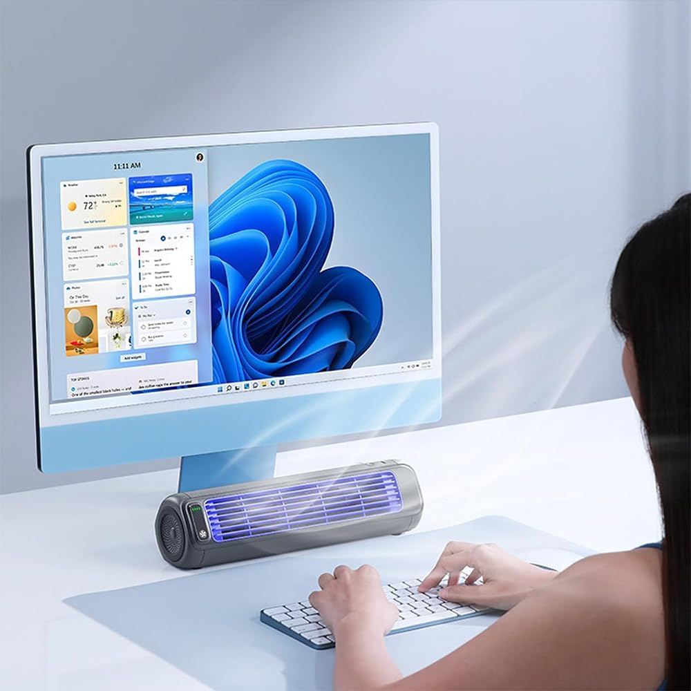 Libiyi Cooling Ace, Outfany Cooling Ace, ventilateur de refroidissement pour climatiseur portable avec 3 vitesses et écran tactile LED, bureau pour chambre/bureau/cuisine/salle de bain (Beige)