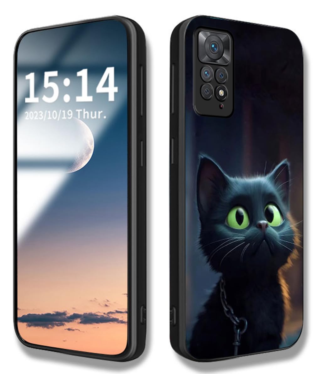 WBWONE Para Xiaomi Redmi Note 11 Pro 5G/4G / Note 12 Pro 4G Funda Iindo Patron De Gato Resistente A Aranazos Case Borde De Silicona Tpu Resistente A Los Golpes Carcasa Gatto Nero