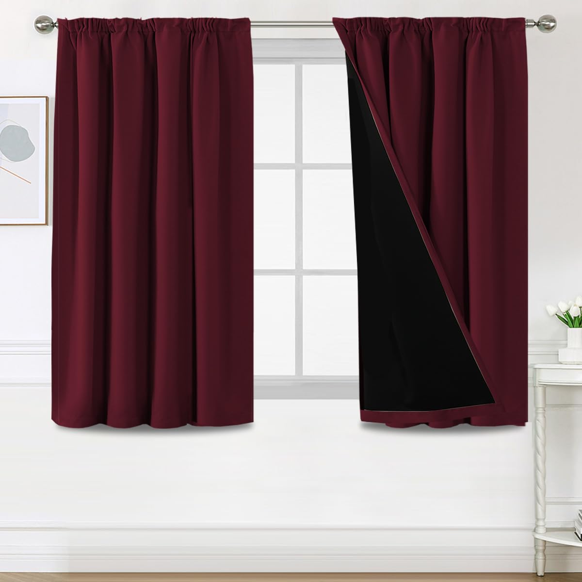 BellaHills 100% Blickdicht Vorhang mit Kräuselband 2er Set Schlafzimmer Gardinen Blickdicht Verdunklungsvorhänge Thermal Curtains Blackout Vorhang