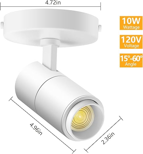 Miniatura 8 de VANoopee Focos de techo con zoom de 3 colores para interiores, montaje empotrado, foco de techo LED ajustable, lámpara de techo direccional, luz de