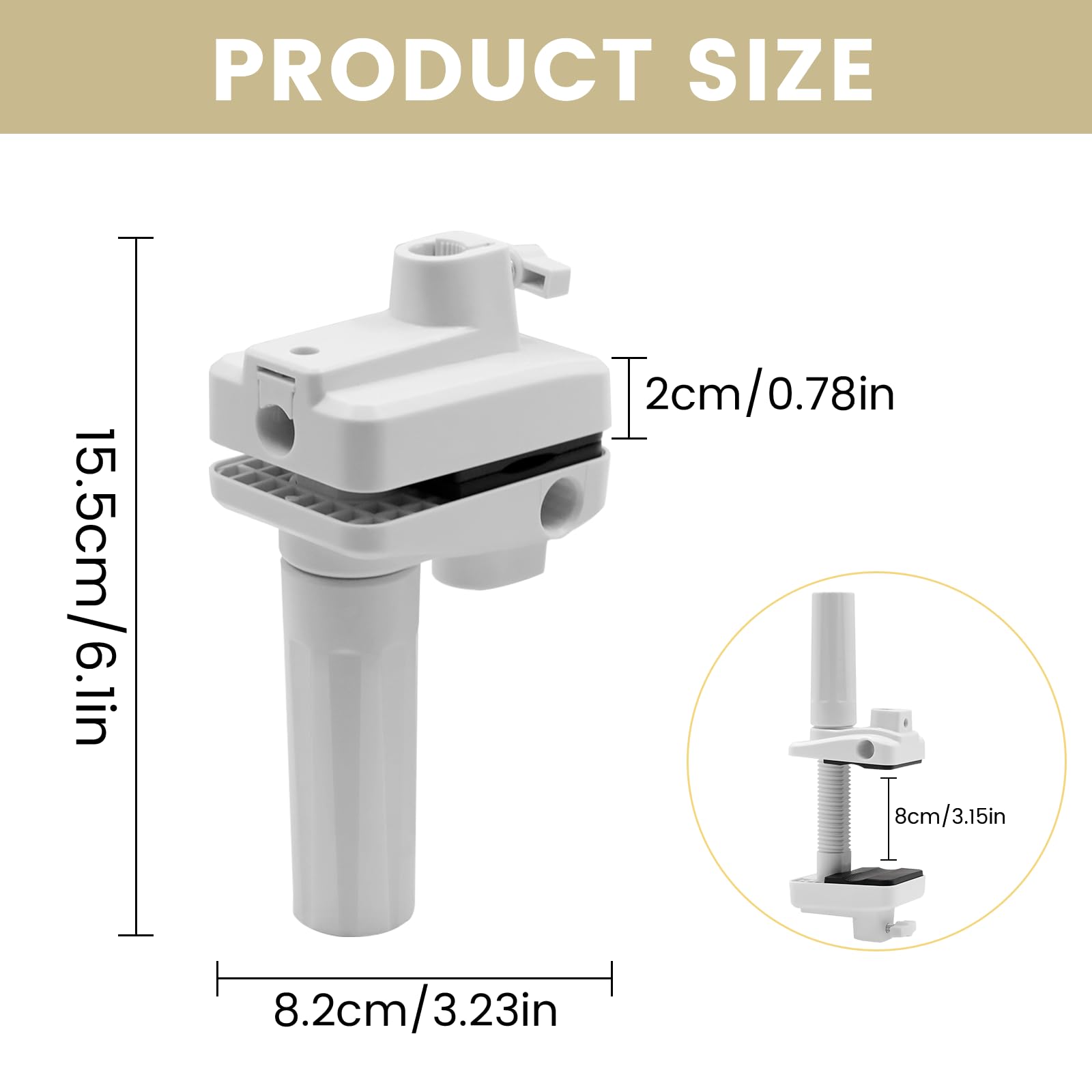 support micro pour perche et bras de micro - fixation stable pour lampes, écrans et micro perche (blanc)