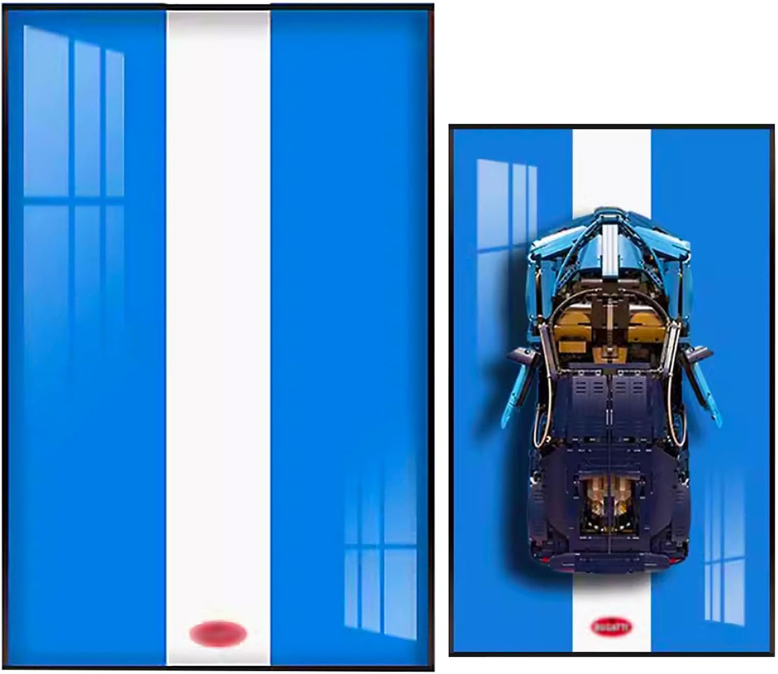 Bodamaike Wall Picture for Lego Technic Bugatti Chiron Race Car 42083, Compatible with Lego Bugatti Technic, Gift Ideas for Lego Car Wall Mount Lovers, 50X80cm, Display
