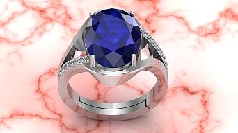 Natural Blue Sapphire Neelam Gemstone Silver Ring 5.25 Ratti A+ Certified Unheated Oval Solitaire Ring For Women Men