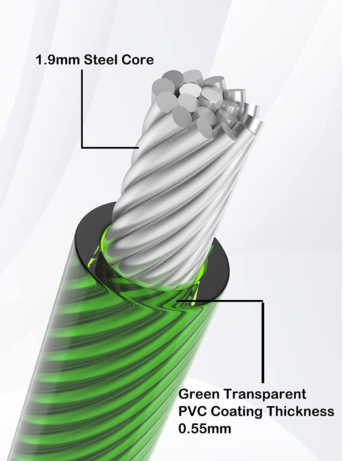 70 Pcs Kit Drahtseil, PVC Coated, 7x7, 30m Stahlseil 2mm mit ösen, 4 Karabinerhaken, 4 Seilspanngarnitur, 20 Crimpschlaufen, 10 Drahtseilklemme, 10 Kauschen, 4 Augenbolzen, Wäscheleine Spanndraht