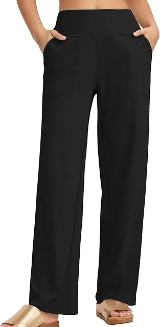 Timuspo Women's High Waist Yoga Pants with Pockets - Wide Leg Comfort