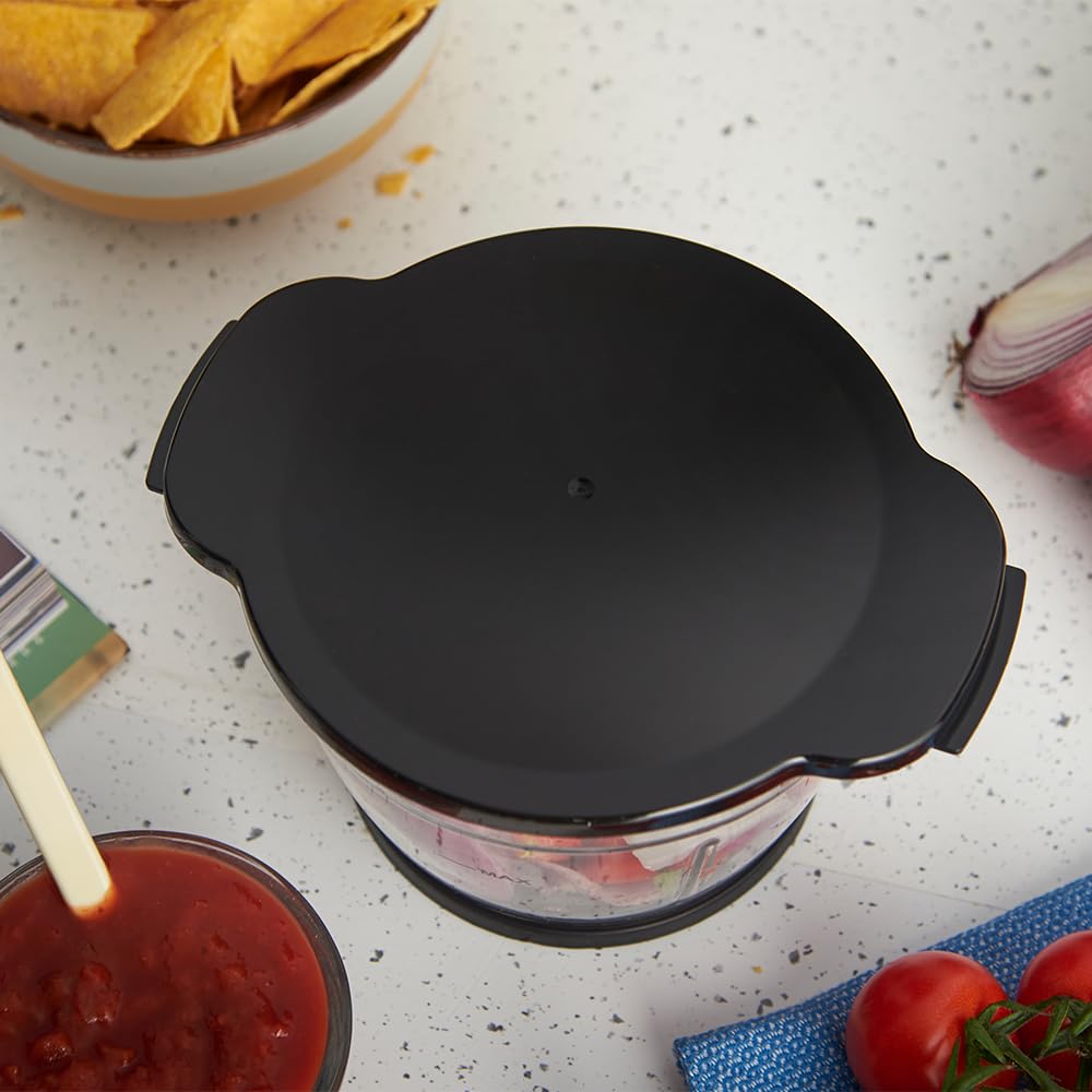 Russell Hobbs Picadora Eléctrica Mini Desire Red (Cuenco de vidrio de 500 ml, Cuchillas Inox de 2 puntas, 350 W Max, Botón One-Touch, Para frutas, verduras y carne) 27132-56