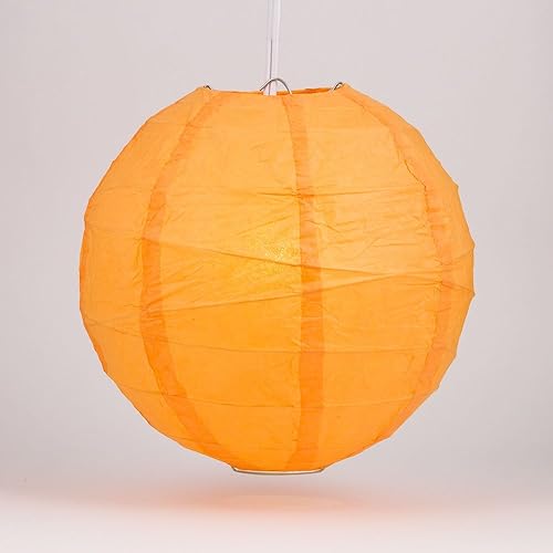 Luna Bazaar Pantalla de lámpara de papel prémium (16 pulgadas, acanalado de estilo libre, naranja mango) – Decoración colgante china/japonesa – para