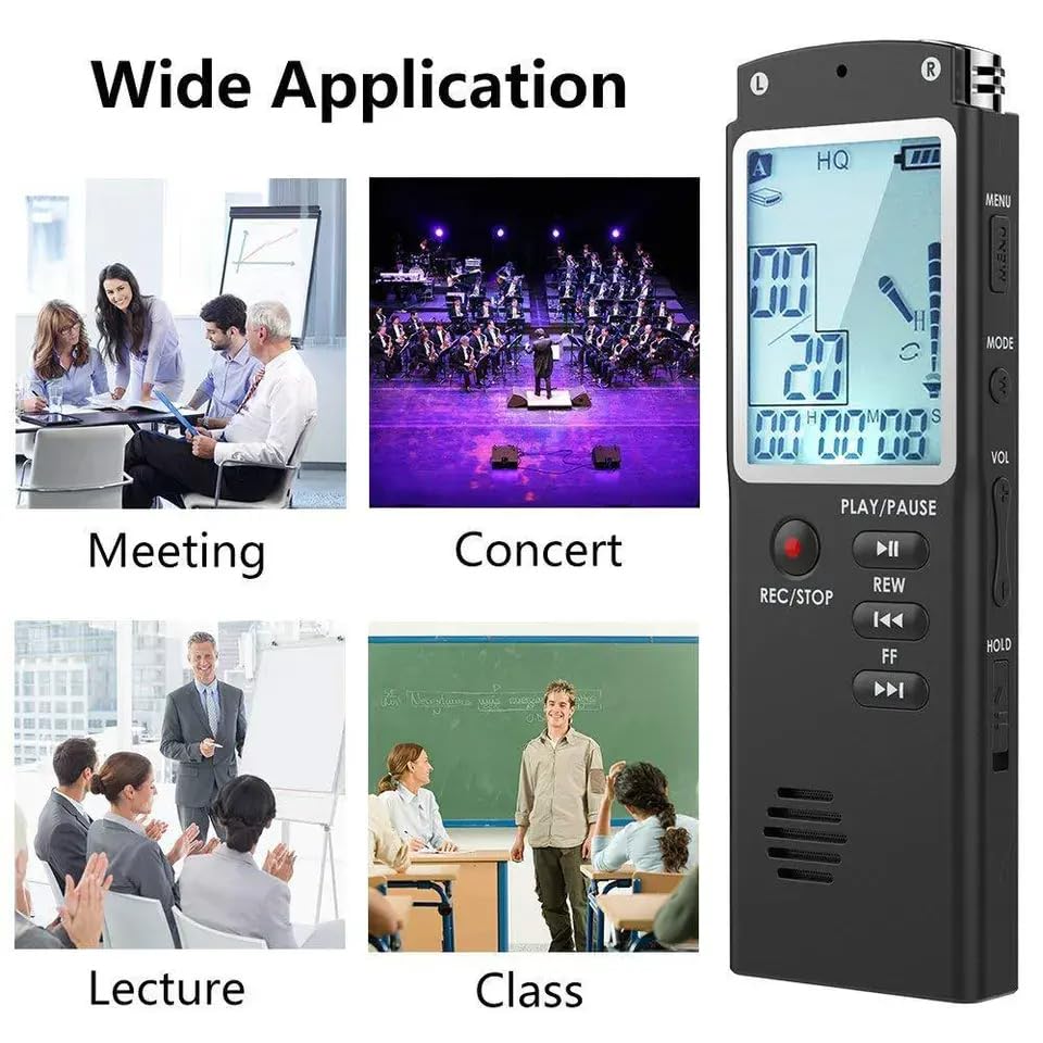 Image of 32GB Digital Voice Recorder with MP3 Player, Voice Activation, Telephone Recording, 13 Hours Battery Life, Microphone, for Meetings, Lectures & Interviews