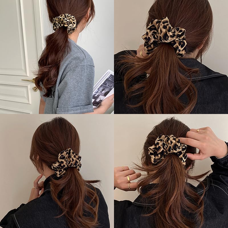 AKOAK 1 Pack Hair Scrunchies for Women - Vintage Leopard Print Scrunchies, Hair Accessories, Ponytail Elastic Headband thumbnail