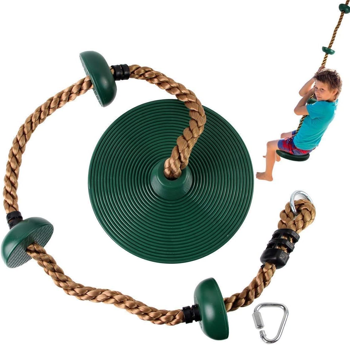 Climbing Rope Tree Swing with Platforms and Disc Swings