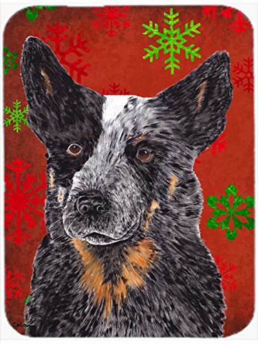 Caroline’s Treasures SC9436LCB – Tabla de cortar de Navidad, diseño de perro ganado australiano, tamaño grande, rojo y verde