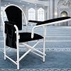 Admitir Muslim Prayer Islamic Velvety Cushioned Comfortable With Armrest And Side Pocket Foldable Salah Chair for Sujud Sajdah Namaz Mosque (Black/White)