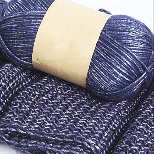 Clisil 764 Yards Light Grey Metallic Yarn Silver Gold Yarn Glitter Yarn Crochet Yarn Knitting Yarn Nylon Cotton Yarn Silver Diy Crochet Knit Sweater Scarf Hat Wool Yarn 200Gram #TOP3