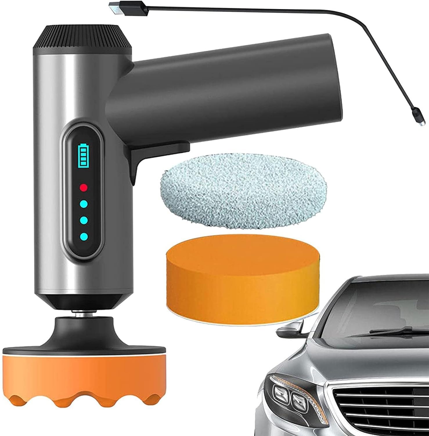 Lucidatrice elettrica senza fili ricaricabile, 2000 mAh, tampone per auto senza fili con velocità variabili per dettagli e levigatrice, lucidatrice tampone portatile