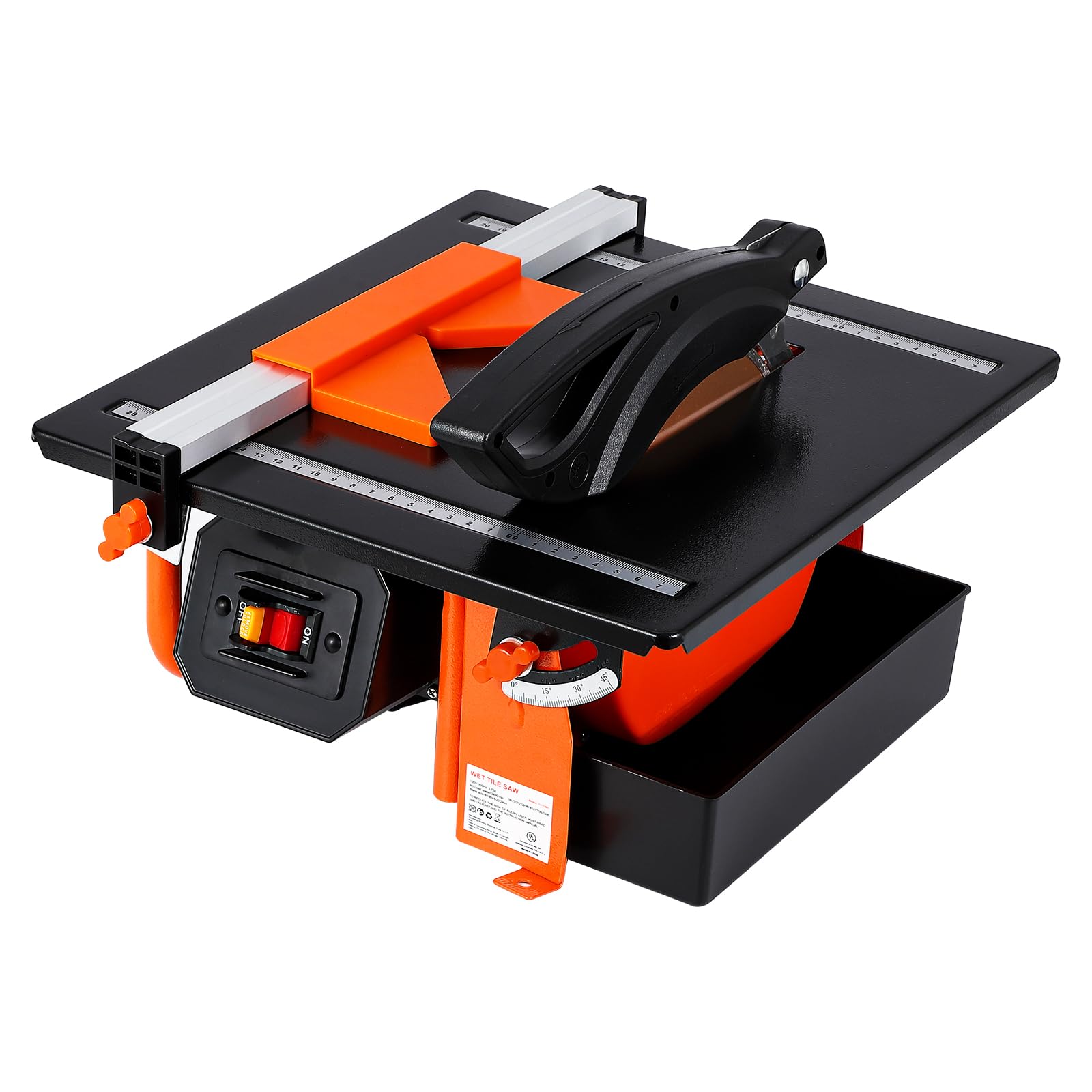 7 inch Wet Tile Saw, 3450 RPM, Bevel cuts tile from 0 to 45 Degrees, Tile Cutter Wet Saw with Water Reservoir for Cutting Tiles and Stones, for DIY