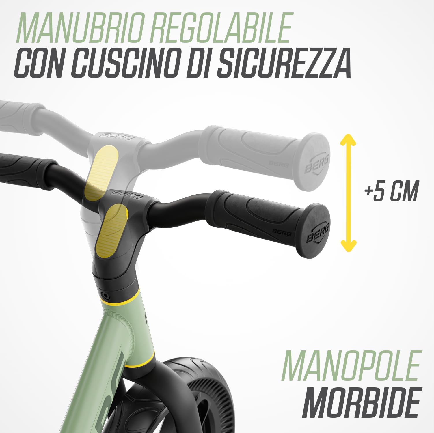 BERG MOOV 10 | Bici Senza Pedali per Bambini da 2 Anni | Ruote EVA Antiforatura da 10 Pollici | Sella e Manubrio Regolabili | Leggera ed Ergonomica | Facile da Trasportare