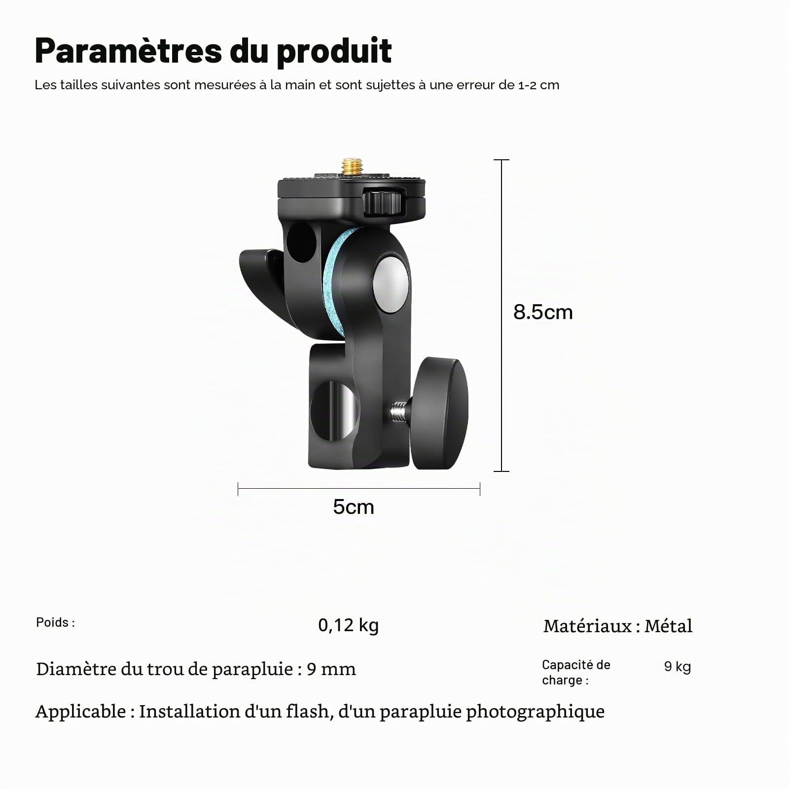 Godox AD-E2 Support de flash en métal pour parapluie avec vis standard 1/4" et adaptateur de parasol pour AD100 AD100Pro AD200 AD200Pro AD200 AD200Pro