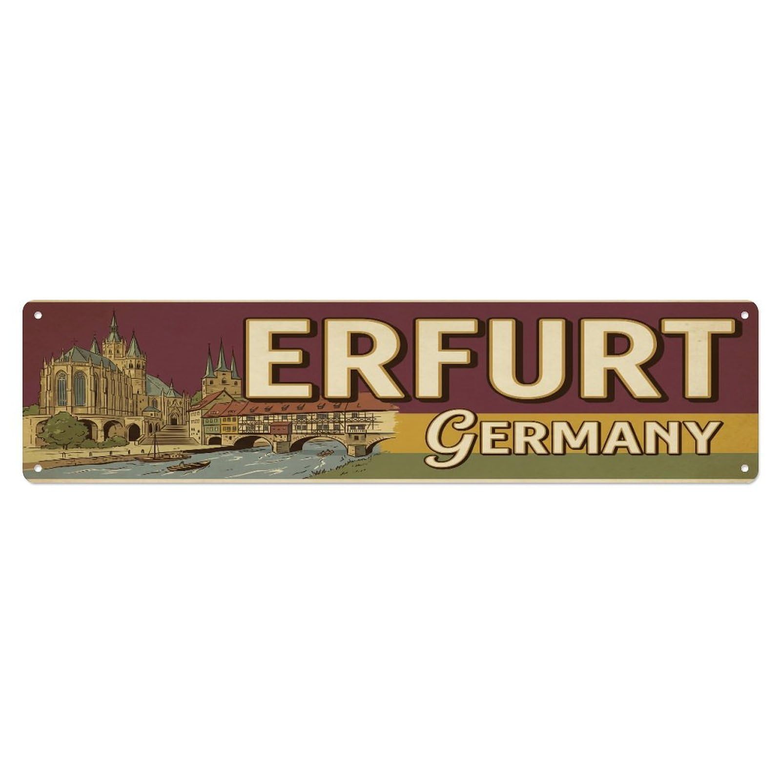 Tgrcjimh Style Metal Tin Sign Retro Travel Erfurt Germany