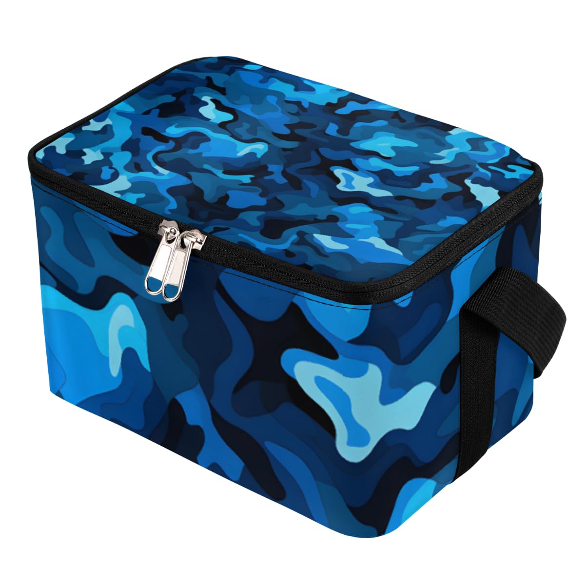 GzLeyigou Lunch Bags for Women Men 9 Cans,Camo Texture Hot & Cold Food Delivery Bag Insulated Grocery Bag Insulated Lunch Box Blue Camouflage Cooler Bag for Office Work Picnic Beach