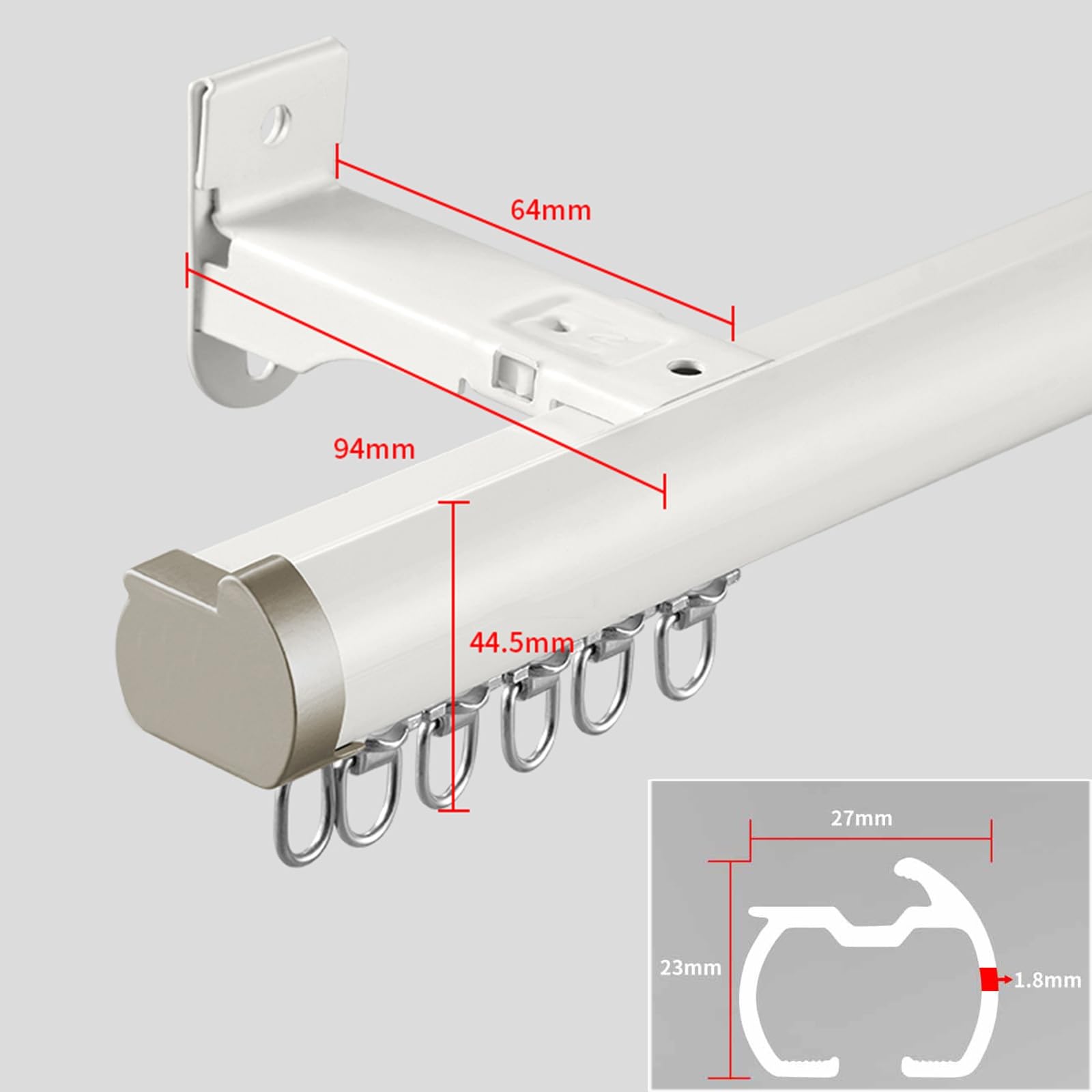 Binario Per Tende In Lega Di Alluminio, Asta Per Tende Da Parete, Con Anelli Di Sospensione In Acciaio Inossidabile, Adatto Per Camere Da Letto/soggiorni(Apricot1,1.9m(6.2ft))