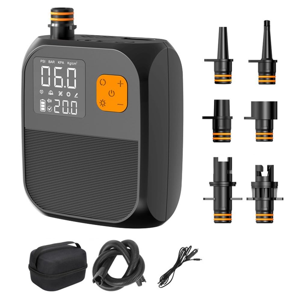 Pompa ad aria elettrica, 6000 mAh, senza fili, con touch screen, 25 PSI ad alto flusso per kayak, SUP, tende, luce LED