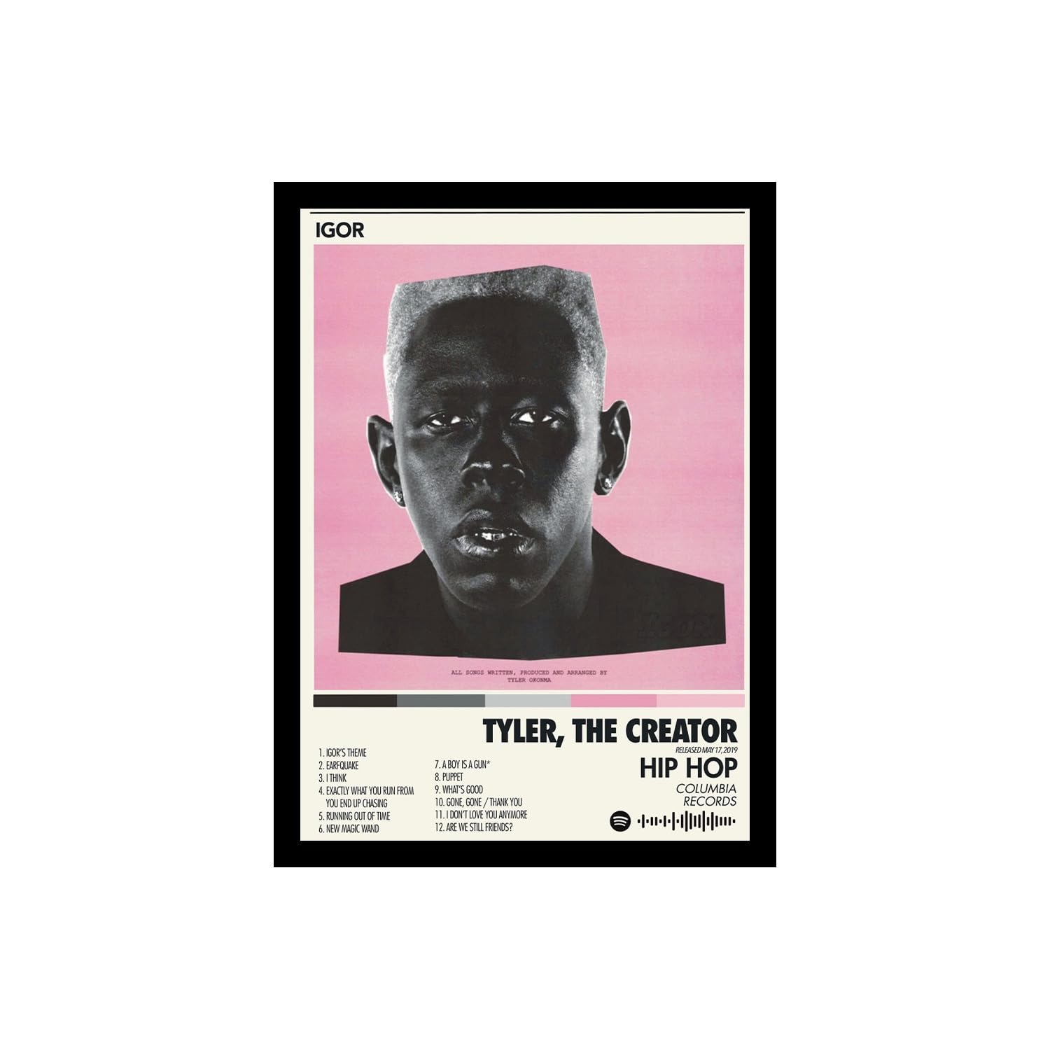 Tyler The Creator (IGOR) Music Album Songs Hanging Wall Art Work Photo Frames (13x10) inch Decor For Home Bedroom Living Room Aesthetics Spotify Song Link QR Code With Your Photo Frame