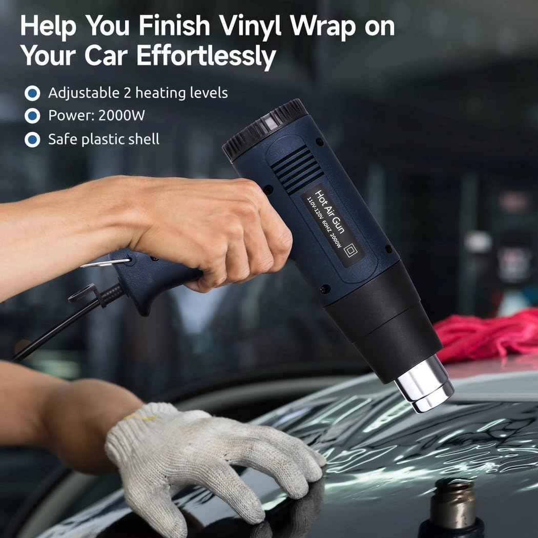 Spanno Kit Attrezzi Per Pellicola Vinile Auto 10 Pezzi, Con Pistola Termica, Spatola In Feltro, Taglierino, Flacone Spray E Borsa