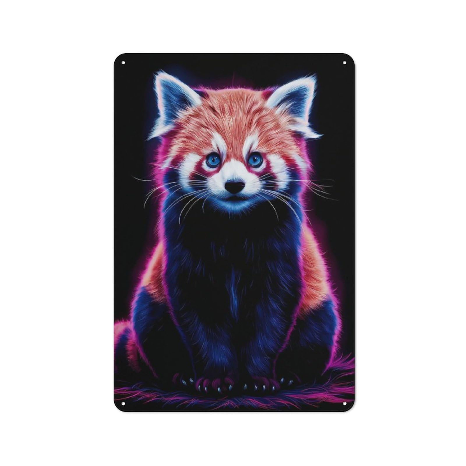 Retro Red Panda Neon Vintage Tin Sign 30x20cm, Retro Room Decor for Lounge, Study, Pub Or Wall Gallery